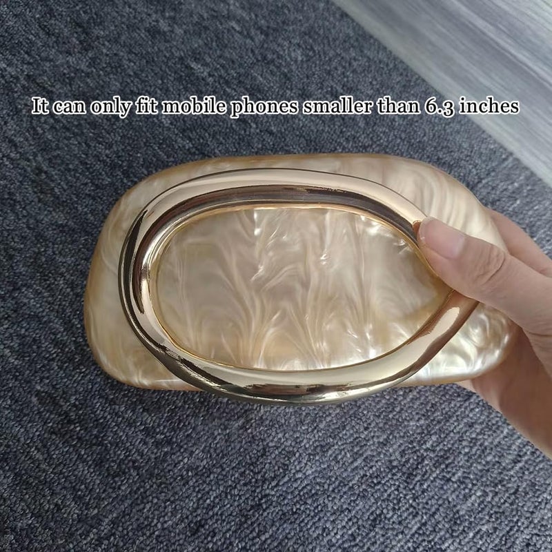 CUXVA Acrylic Clutch Purse for Women Classic Round Acrylic Evening Handbag Vintage Metal Handlebars Bag for Wedding Party Prom - Image 2